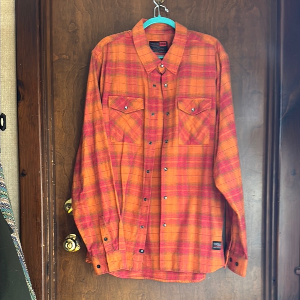Troll Co Orange and Pink Plaid Shirt